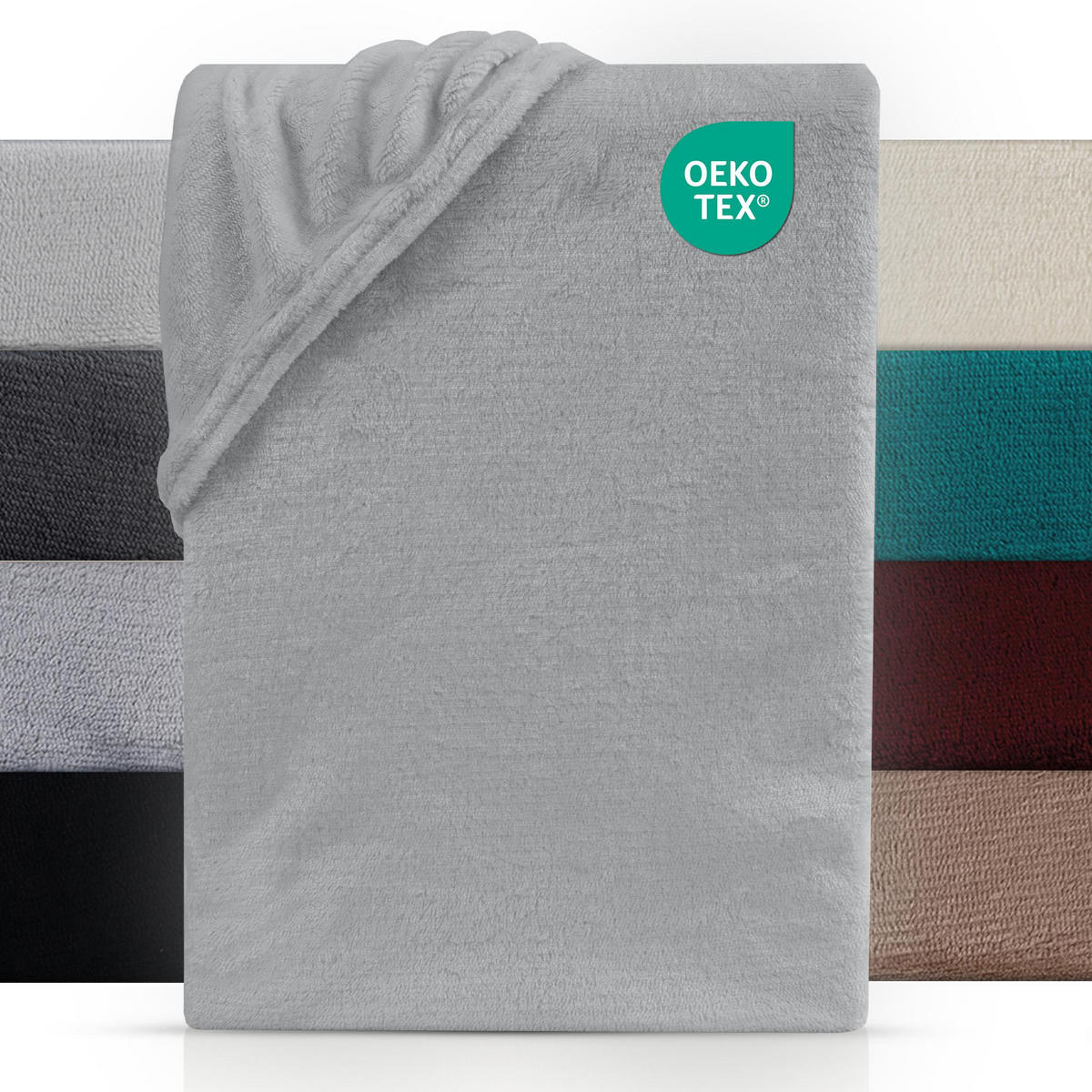 BOXSPRING-SPANNBETTLAKEN Cashmere Touch 180-200x200-220 cm, Warmes Winter Bettlaken Silber - Silberfarben, Textil (200/220cm) - Carpe Sonno