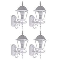WANDLAMPE Landhausstil Weiß Spritzwassergeschützt 4er Set - Weiß, Glas (22.5/14.8/40cm)