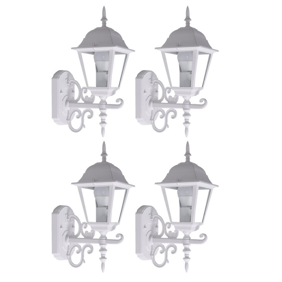 WANDLAMPE Landhausstil Weiß Spritzwassergeschützt 4er Set - Weiß, Glas (22.5/14.8/40cm)