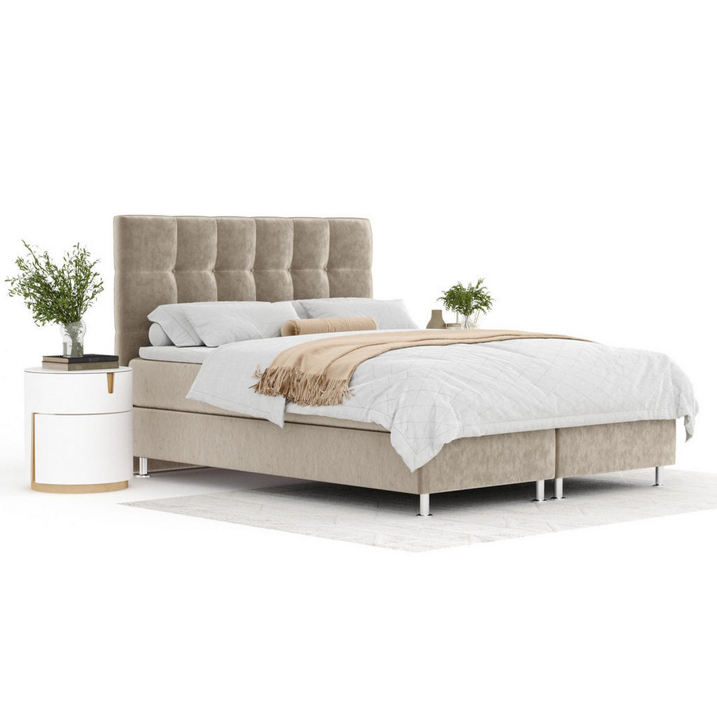 Thumbnail - Maison de Reve Boxspringbett, Beige, Textil, Buche, Kiefer, H3, Höhe ca. 21 cm, 140x200 cm, Oeko-Tex® Standard 100, FSC ...