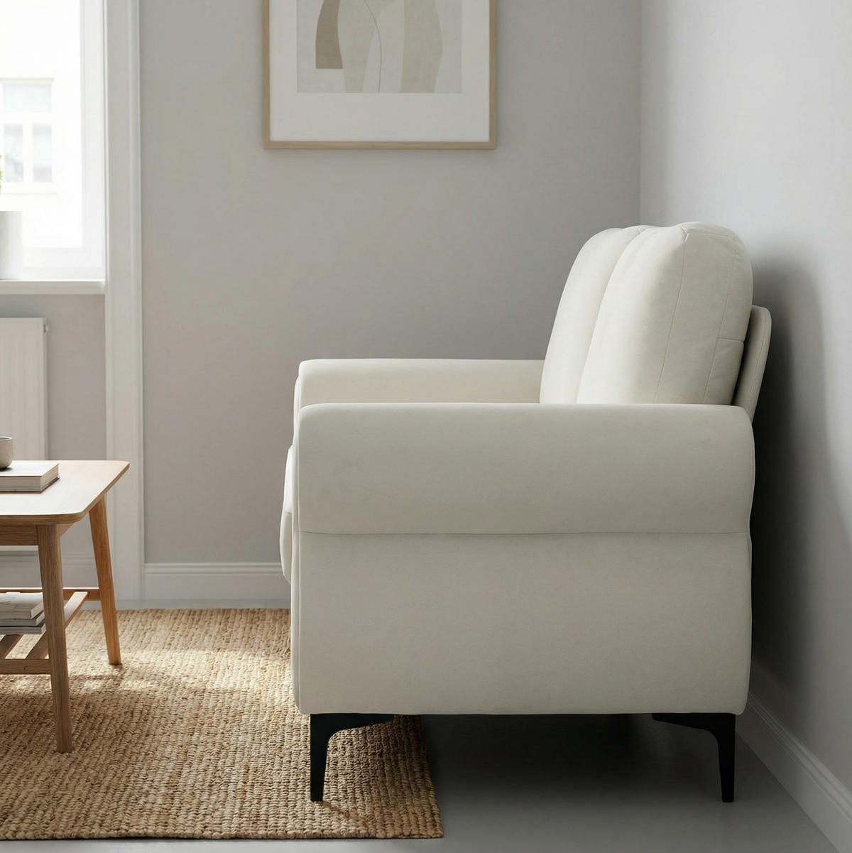 SOFA mit Federkern Sitzhöhe 49 cm Cream White - Weiß, Holzwerkstoff (173.5/92/81cm) - Meubliv