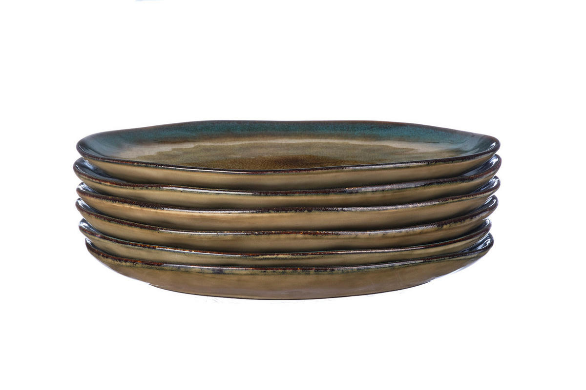 TELLER Island Ø28cm - 6er-Set - Land & sea - Braun, Keramik (28cm) - Björn