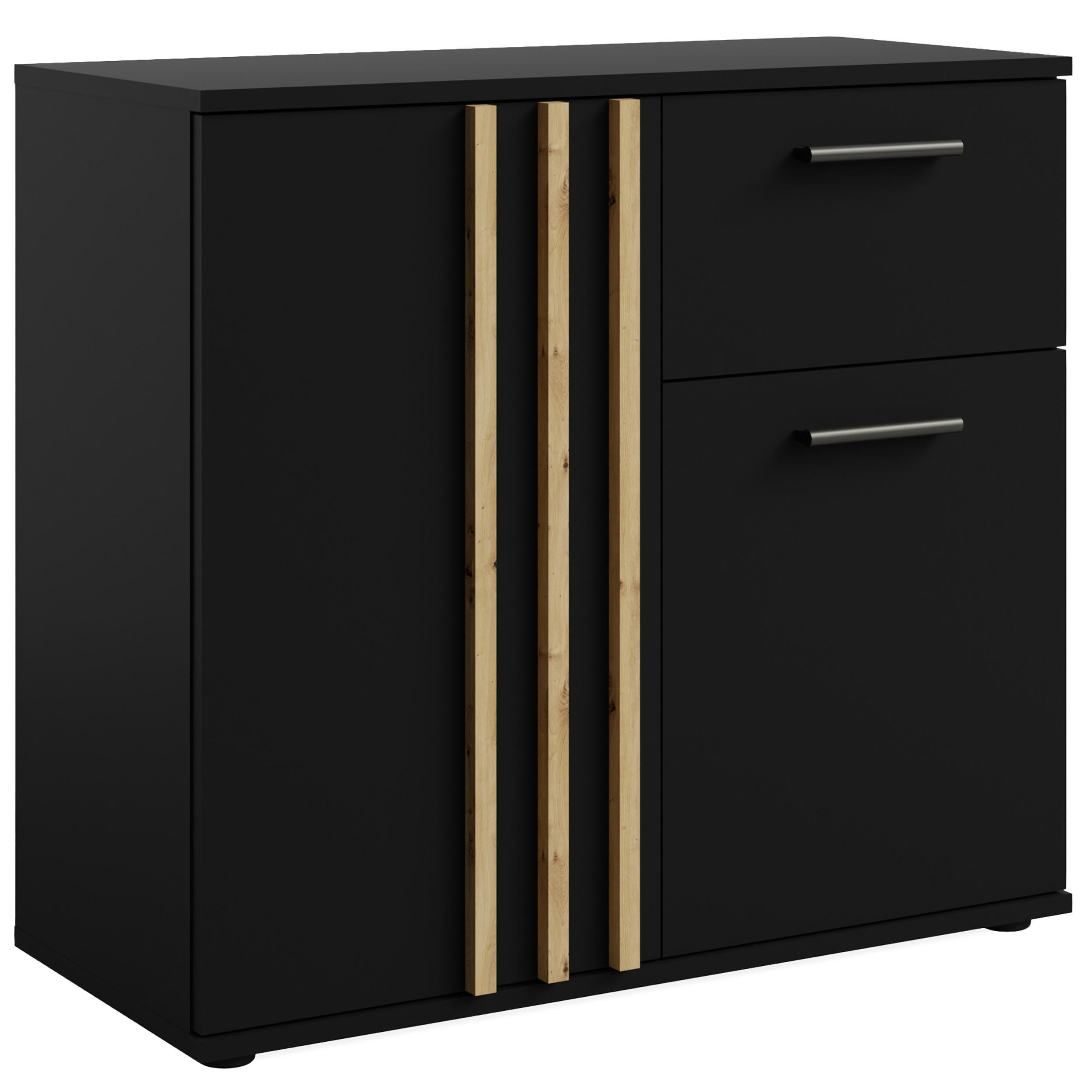 KOMMODE FERIO Kombikommode, Modern - Schwarz, Holzwerkstoff (80/73/35cm) - KONSIMO®