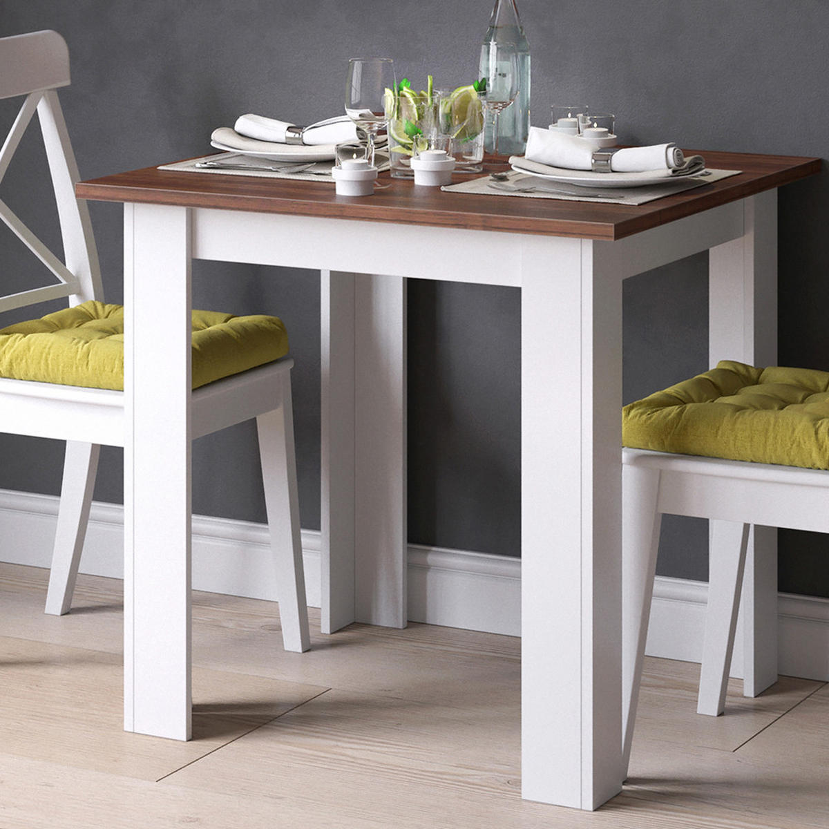 ESSTISCH Karlos Nussbaum 80 x 80 cm - Walnussfarben, Holzwerkstoff (80/80/76.6cm) - Vicco