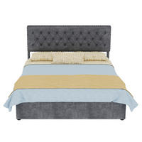 POLSTERBETT 140/200 cm grau aus Stoff und Metall mit Stauraum - Grau, Textil (140/200cm) - OKWISH
