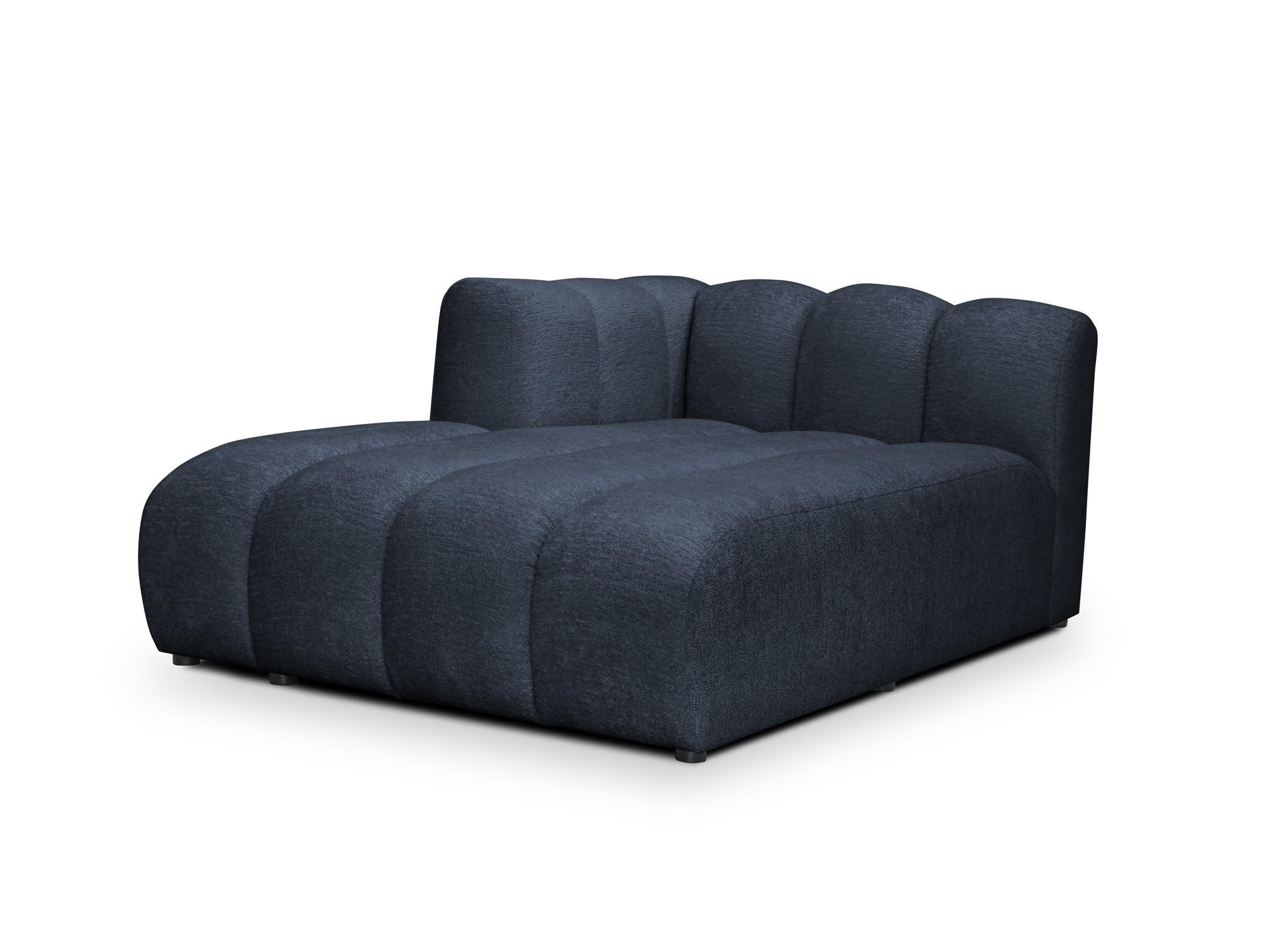 SOFAELEMENT Links Chenille Stoff Blau - Blau/Schwarz, Holzwerkstoff/Kunststoff (179/70/113cm) - Makamii