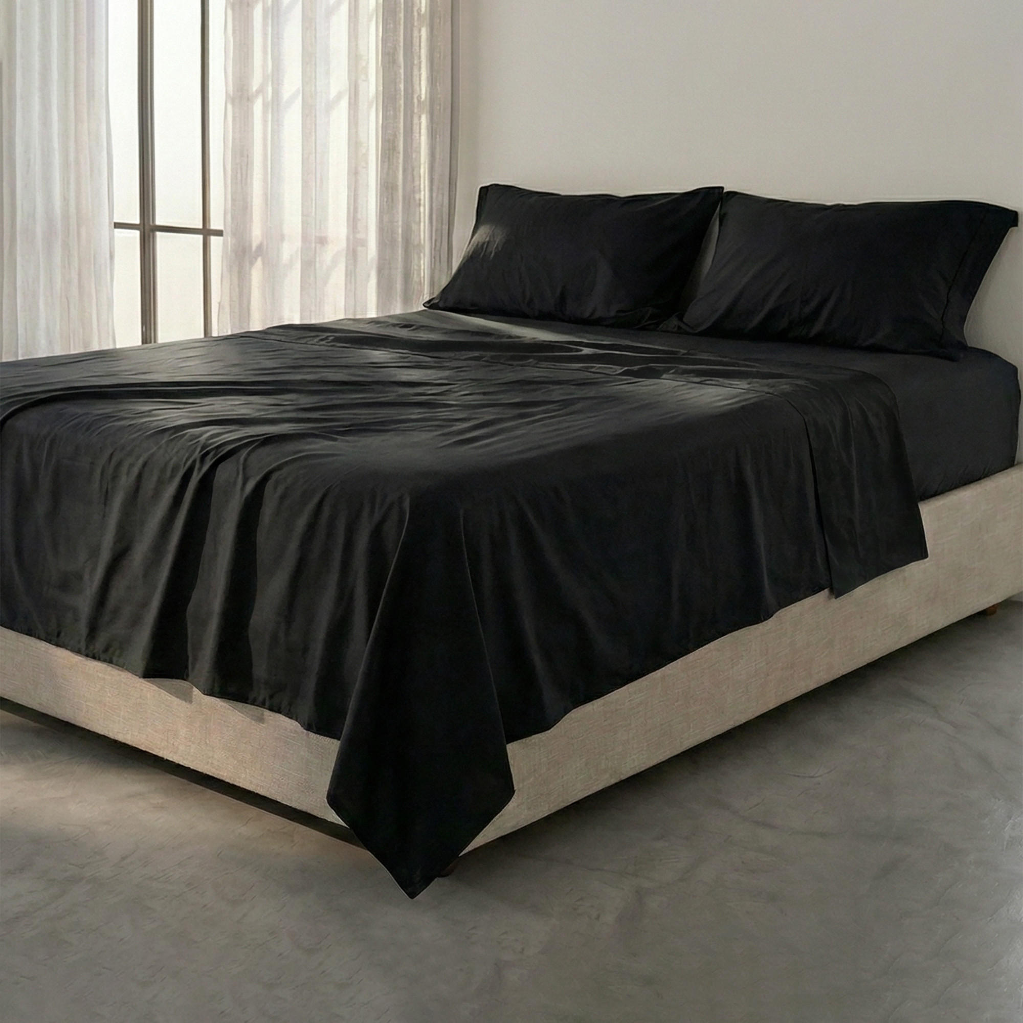 OBERBETTLAKEN basic 210x270 cm schwarz - Schwarz, Textil (210/270cm) - Happy Friday
