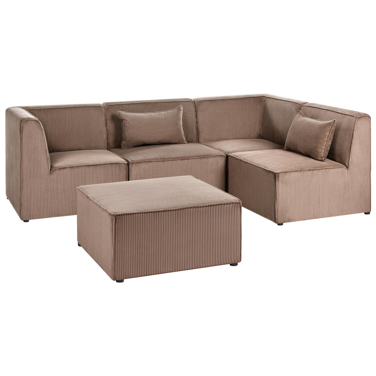 COLȚAR modul cu 4 locuri pe partea stângă bej nisipiu reps reiat cu otomană Lemvig - bej/nisipiu, material textil (250/166cm) - Beliani