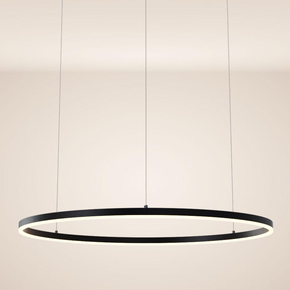 LED-HÄNGELEUCHTE Ring Direkt/Indirekt 5m Schwarz Ø 100cm - Schwarz, Metall (100/100/3.3cm) - s.luce