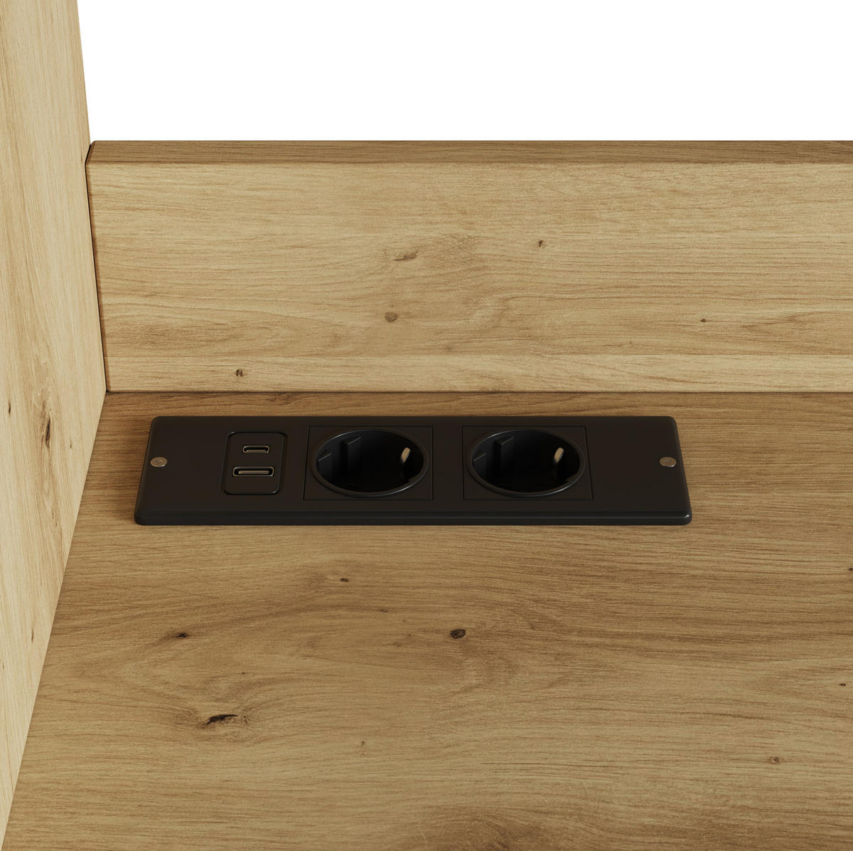 HOCHSCHRANK aus Spanplatte 120x40x178 cm Holzfarben mit Steckdosen und USB-Anschlüssen - Eichefarben, Holzwerkstoff (120/178/40cm) - IVMEU