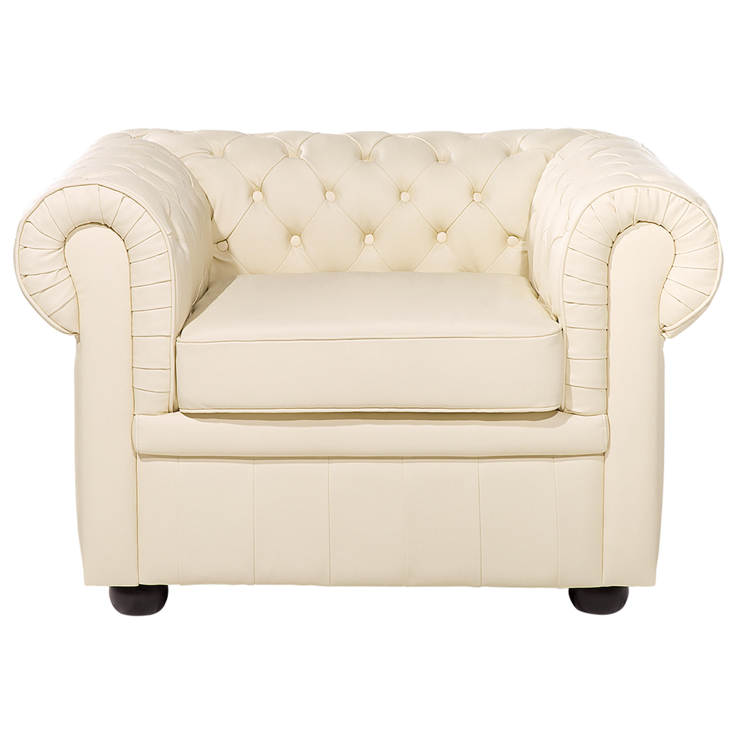 SESSEL Leder creme Chesterfield - Beige/Braun, Leder (108/70/80cm) - Beliani