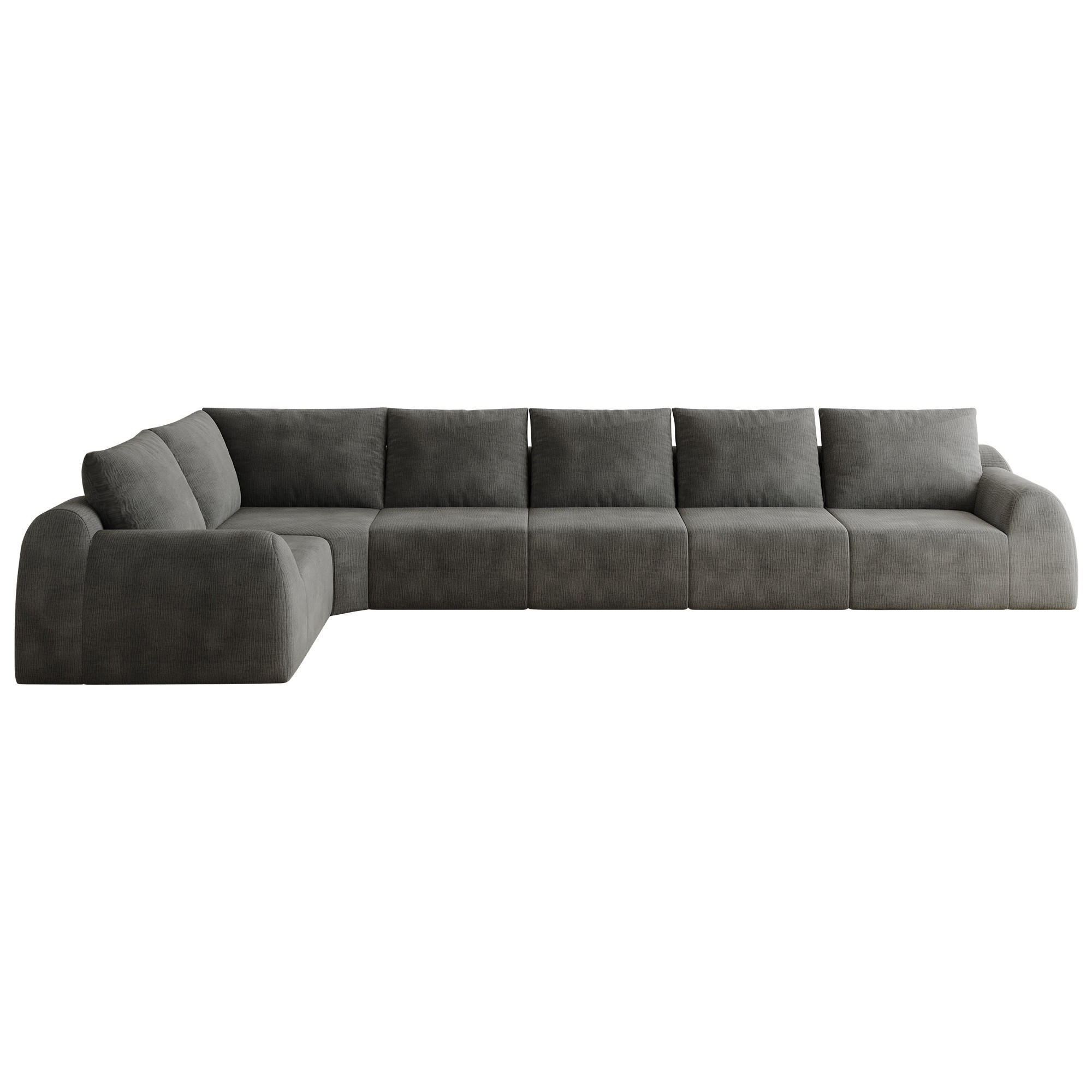 ECKSOFA 401/200/85 cm Dunkelgrau Chenille, 6-Sitzer - Dunkelgrau, Textil (401/200cm) - Oxeza
