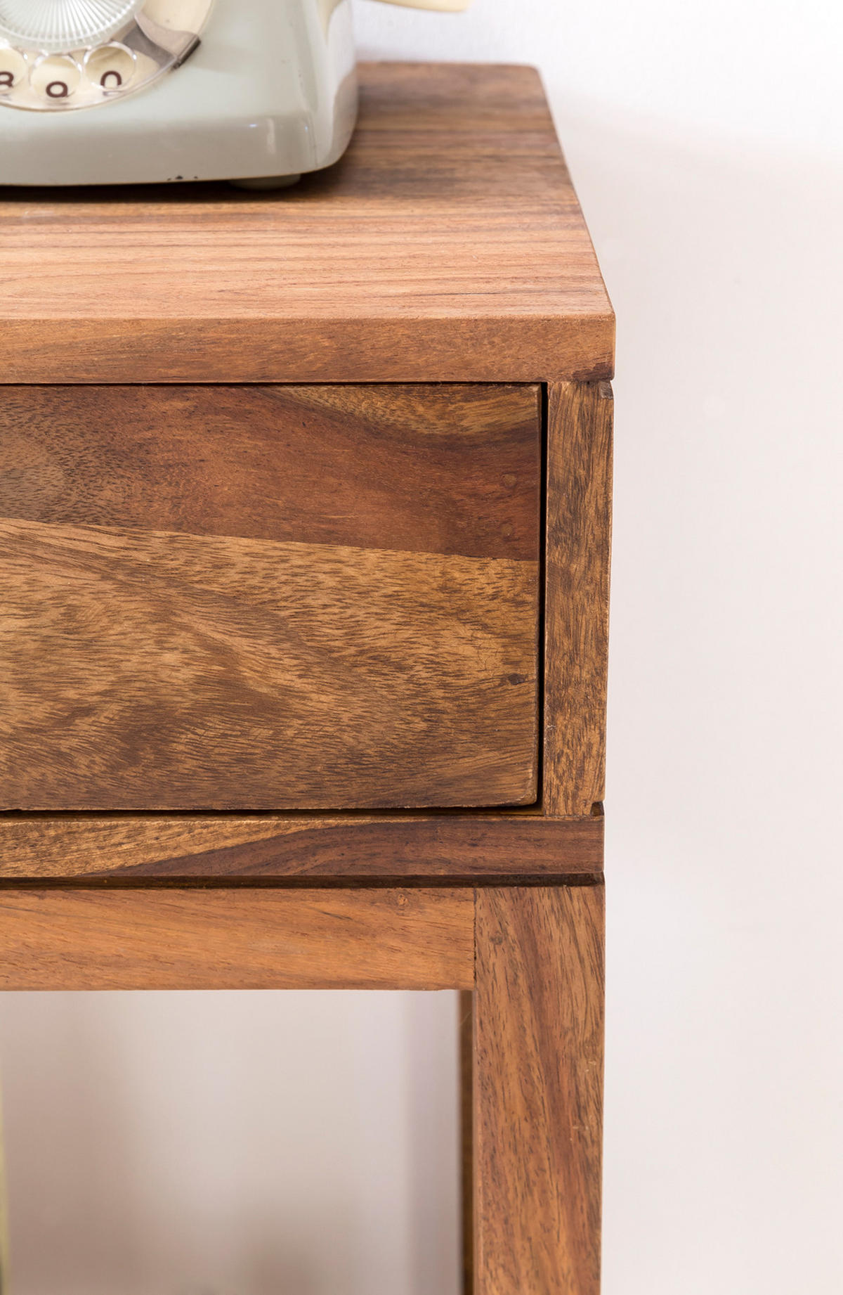 BEISTELLTISCH – Massivholz quadratisch mit Schublade und Ablagefach - Braun, Holz (35/35/90cm) - KADIMA DESIGN