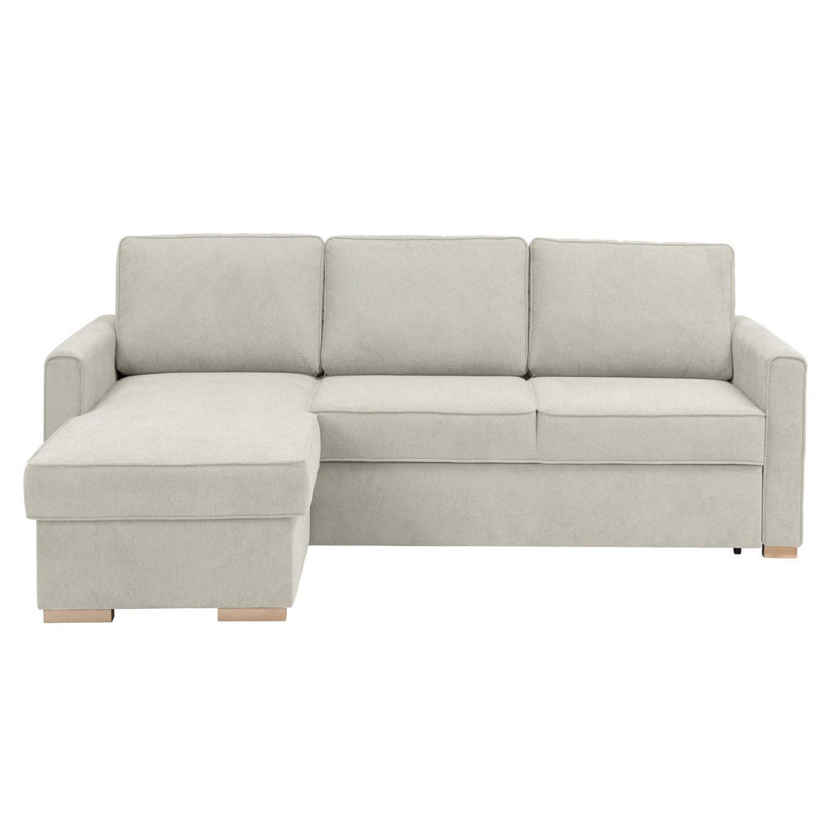ECKSOFA mit Auszugsbett Kaysa Flachgewebe silber - Silberfarben, Kunststoff (160/229cm) - 58aufmkessel