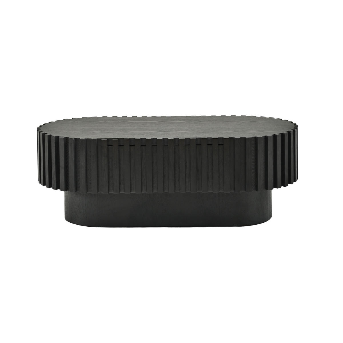 COUCHTISCH 100/50/35,5 cm mit Schublade und Lamellenoptik in Schwarz - Schwarz, Holzwerkstoff (50/100/35.5cm) - CHICFURN
