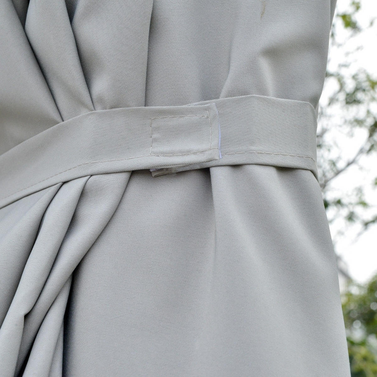 SONNENSCHIRM Doppelsonnenschirm LED Solar Hellgrau/Schwarz - Weiß, Metall (265/450cm) - ComfortXL