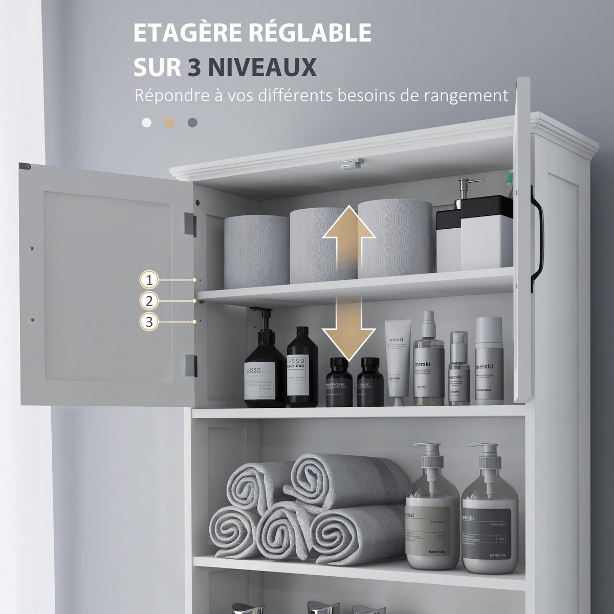 BADEZIMMERREGAL DE-15893 mit Doppeltür & verstellbarem Einlegeboden Weiß - Weiß, Holzwerkstoff (23/178/66cm) - ComfortXL