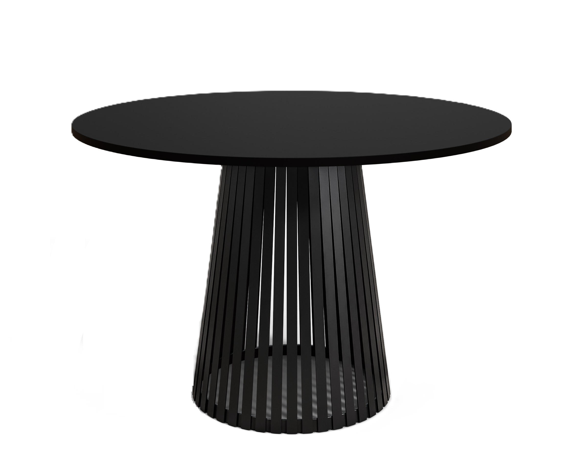 TISCH Schwarz VIV Rund Mit Lamellen 90 cm - Schwarz, Holzwerkstoff (90/90/76cm) - Sepro Meble