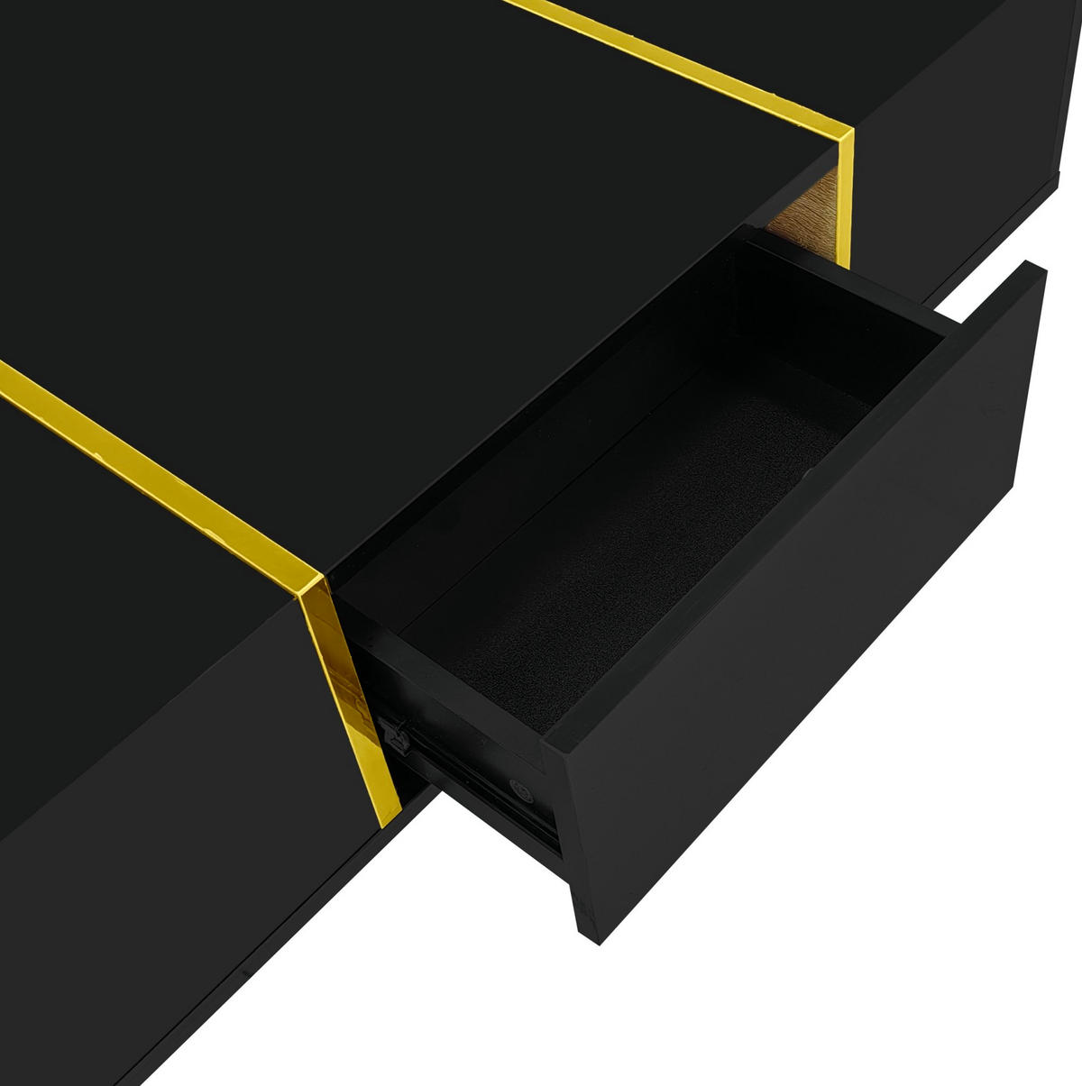 COUCHTISCH 100/60/41,5 cm in Schwarz Hochglanz mit 2 Schubladen - Schwarz, Holzwerkstoff (100/60/41.5cm) - Flora Grace