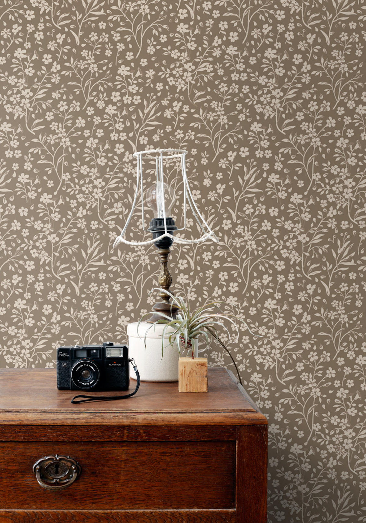 TAPETE Blumen 50 x 900 cm - Braun, Papier (50/0.1cm) - ESTAhome