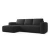 ECKSOFA mit Schlaffunktion Chenille Stoff Schwarz - Anthrazit/Schwarz, Kunststoff/Textil (160/258cm) - Makamii