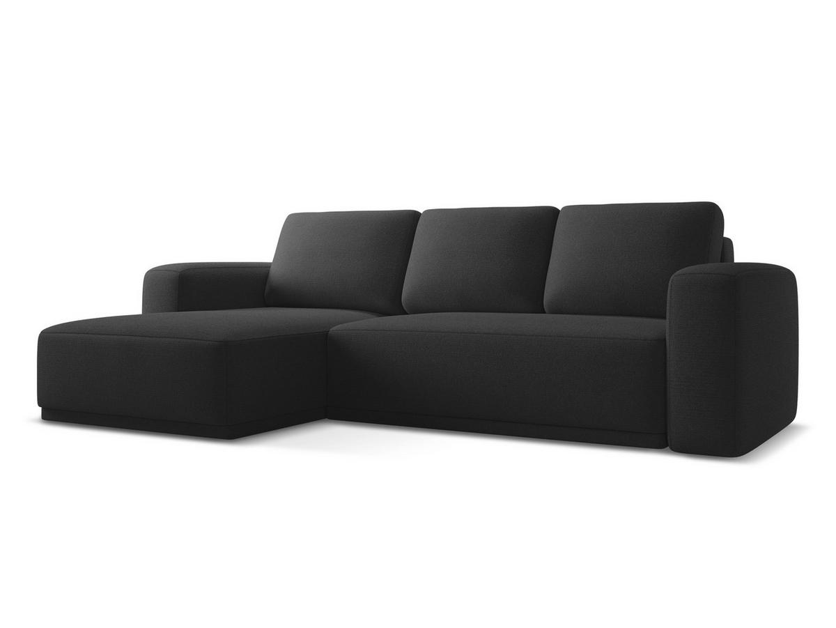 ECKSOFA mit Schlaffunktion Chenille Stoff Schwarz - Anthrazit/Schwarz, Kunststoff/Textil (160/258cm) - Makamii
