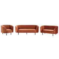 6-SITZER-SOFA SET Samtstoff orange/schwarz Loen - Schwarz/Orange, Textil (70/70/200cm) - Beliani