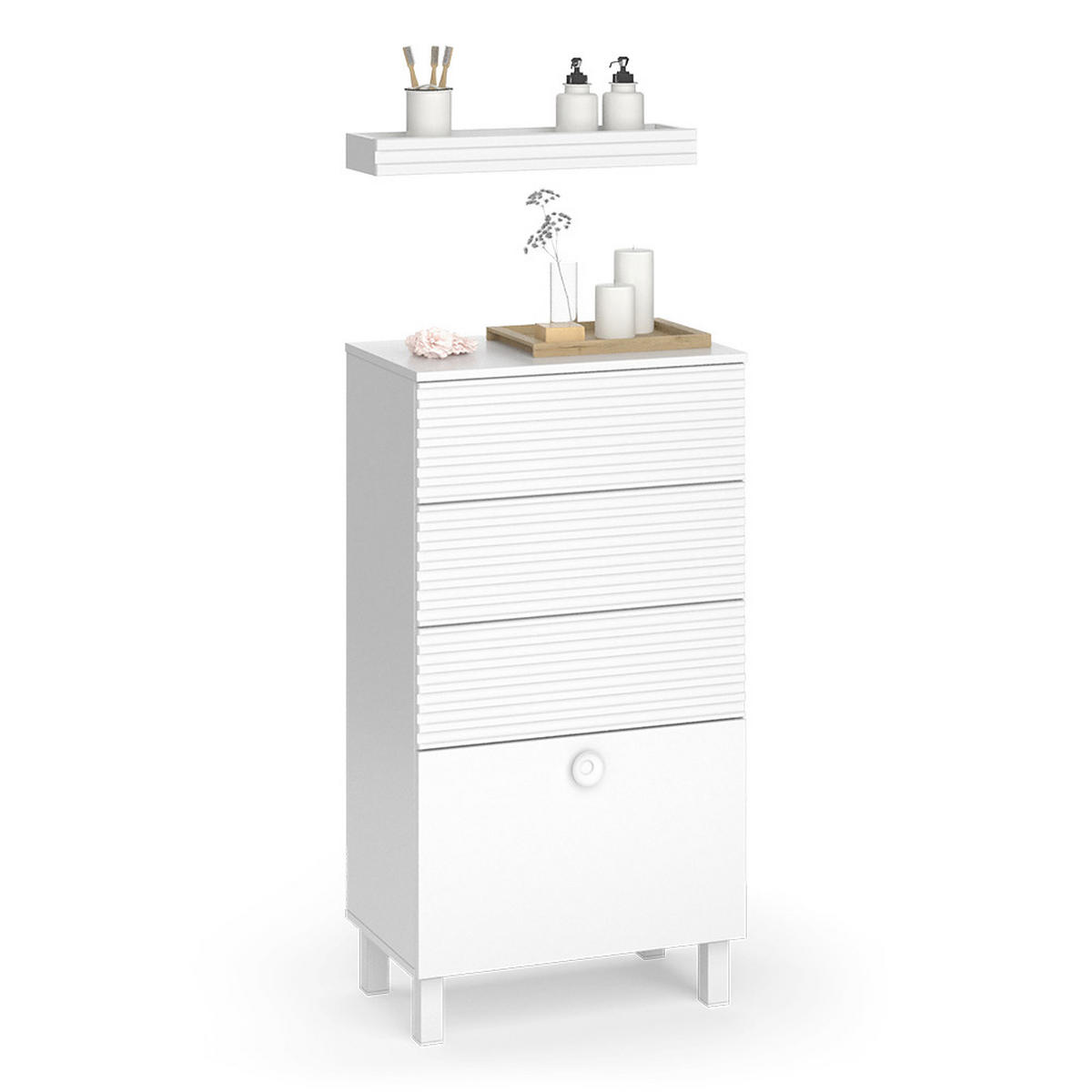 MIDISCHRANK Sola Weiß 60.2 x 113 cm mit 4 Schubladen - Weiß, Holzwerkstoff (60.2/113/37.2cm) - Vicco