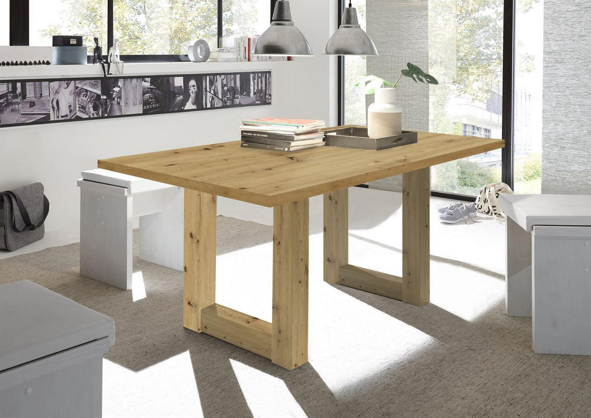 ESSZIMMERTISCH Eila 2 160 x 90 x 75 Esstisch Asteiche - Naturfarben, Holz (160/90/75cm) - 58aufmkessel