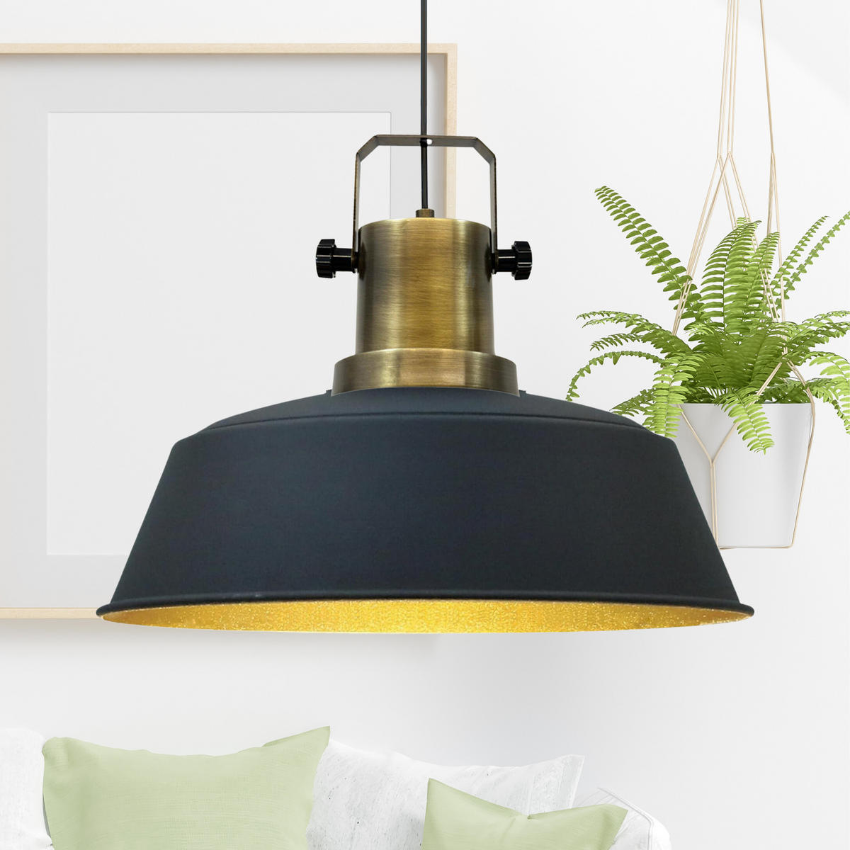PENDELLEUCHTE Orema 41/35 cm - Goldfarben/Schwarz, Metall (35/41/20cm) - Bamyum