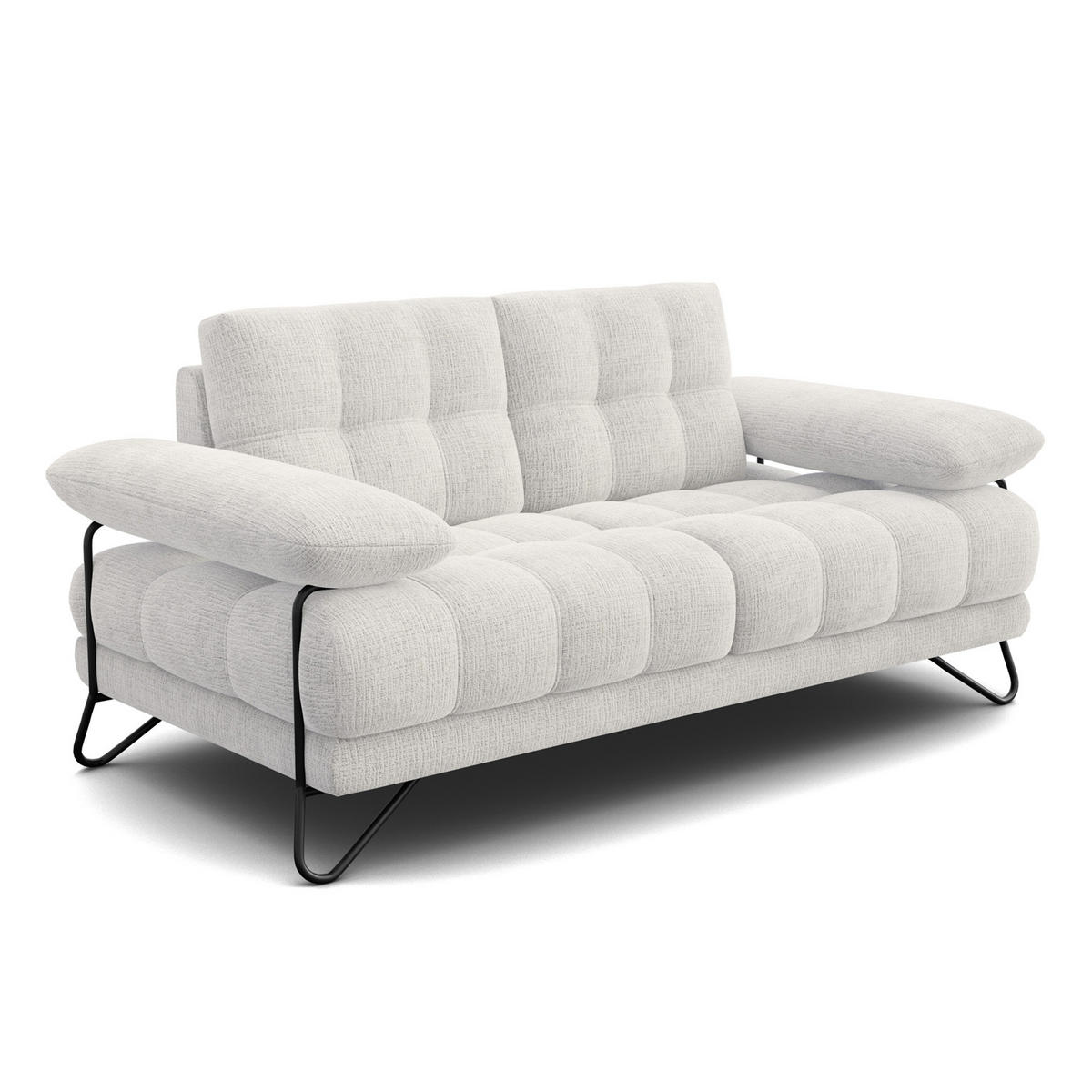 SOFA BUBBARA 2-Sitzer, creme - Creme/Schwarz, Holz/Textil (185/87/96cm) - Courtois Laville