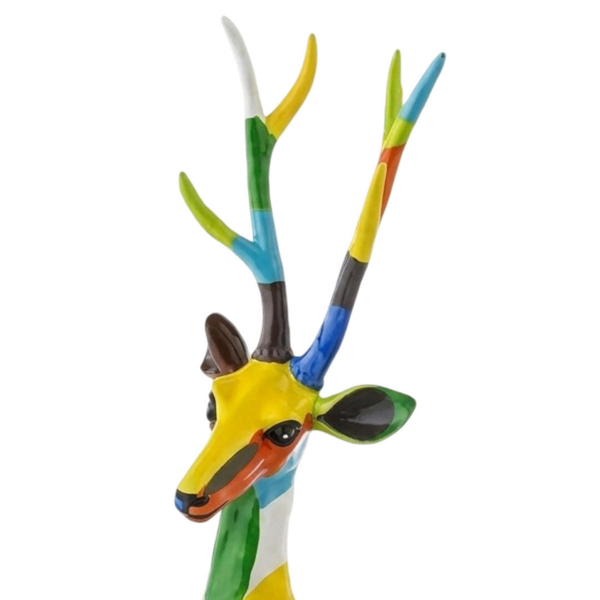 SKULPTUR Hirsch 54 cm Bunt Handbemalt mit Sockel Polyresin Dekofigur - Multicolor, Kunststoff (30/54/30cm) - COCOMaison