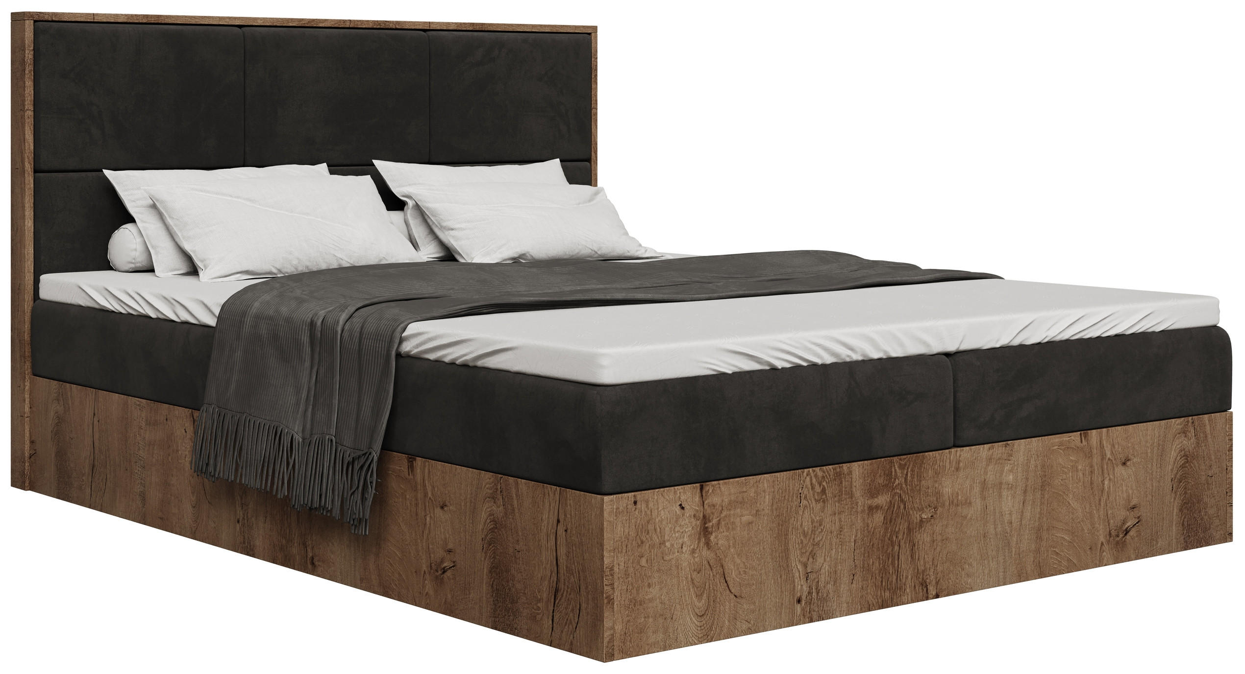 BOXBETT Loft mit Topper 140/200 Grau - Dunkelgrau, Holzwerkstoff/Textil (140/200cm) - Bromarkt