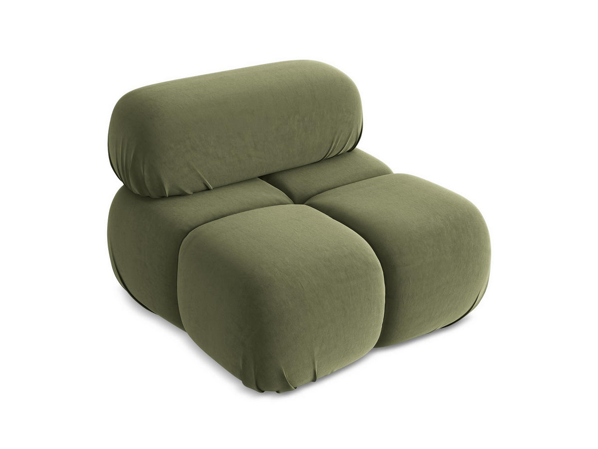SESSEL Samt Stoff Grün - Schwarz/Olivgrün, Kunststoff/Textil (96/70/95cm) - Makamii