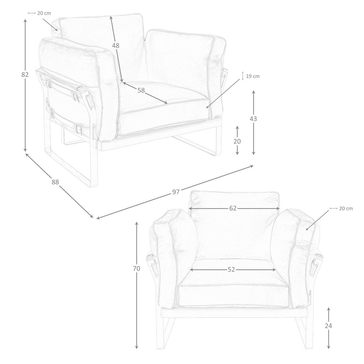 SESSEL Kamelfarbener Ledersessel 97/88/82 cm - Braun, Leder (97/82/88cm) - ANGEL CERDA