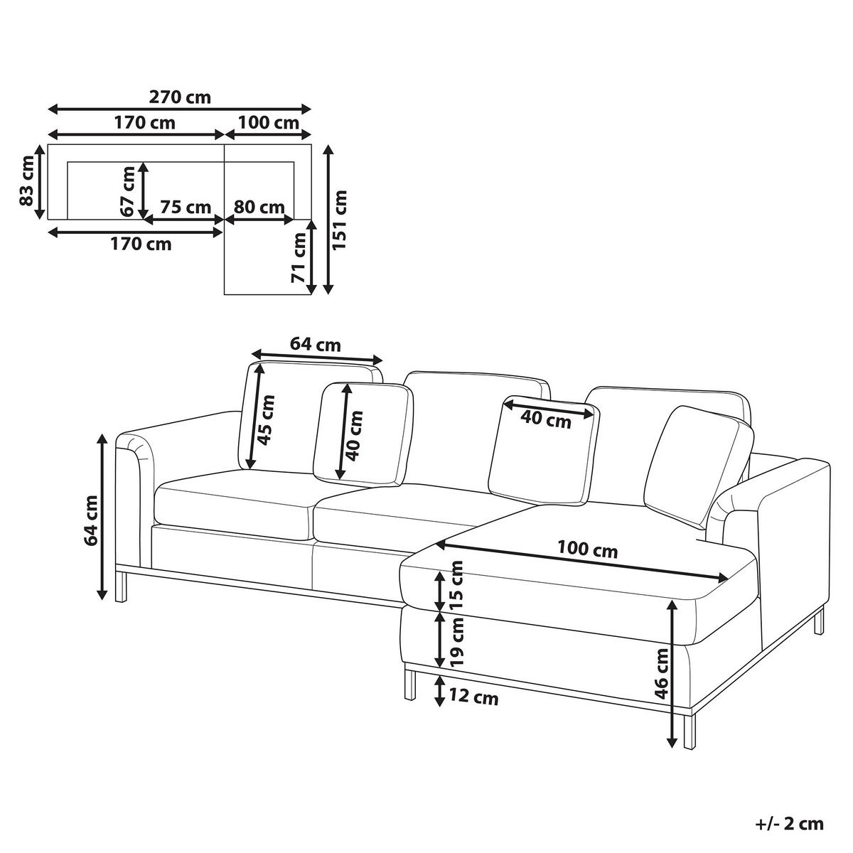 ECKSOFA Leder Beige rechtsseitig Oslo - Beige, Leder/Fell (270/151cm) - Beliani