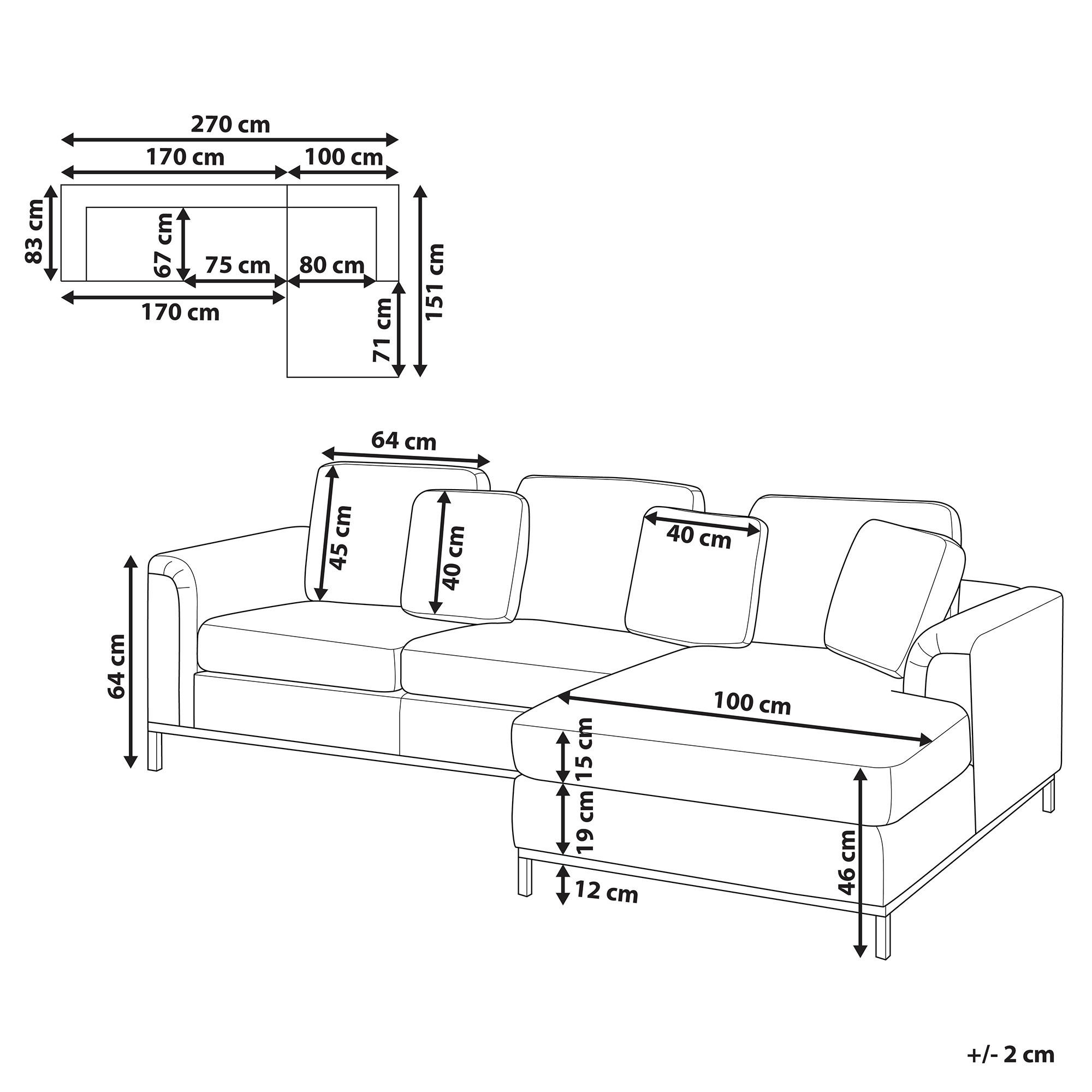 Thumbnail - Beliani Ecksofa, Dunkelgrün, Textil, 4-Sitzer, L-Form, 270x151 cm, Wohnzimmer, Sofas & Couches, Wohnlandschaften, Ecksof...