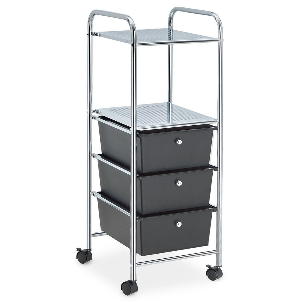 Thumbnail - Idimex Badrollwagen, Schwarz, Kunststoff, Metall, Mode, 33x92x40 cm, Badezimmer, Badezimmerregale, Badregale
