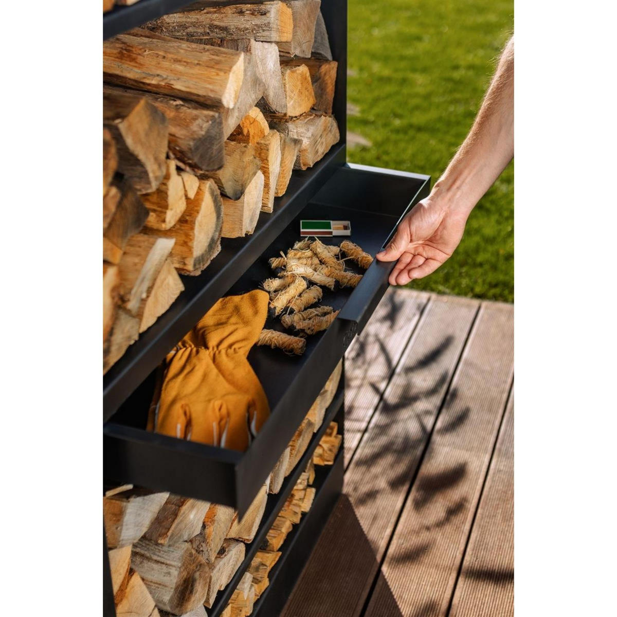 KAMINHOLZREGAL Oregon Stahl schwarz 120 cm - Schwarz, Metall (40/120/30cm) - Mr. Deko