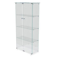 GLASVITRINE, Doppeltüren mit Schloss, 4 Einlegeböden, LED-Lichtleiste, Weiß - Weiß, Glas (78.5/163/35cm) - BRILVERDE