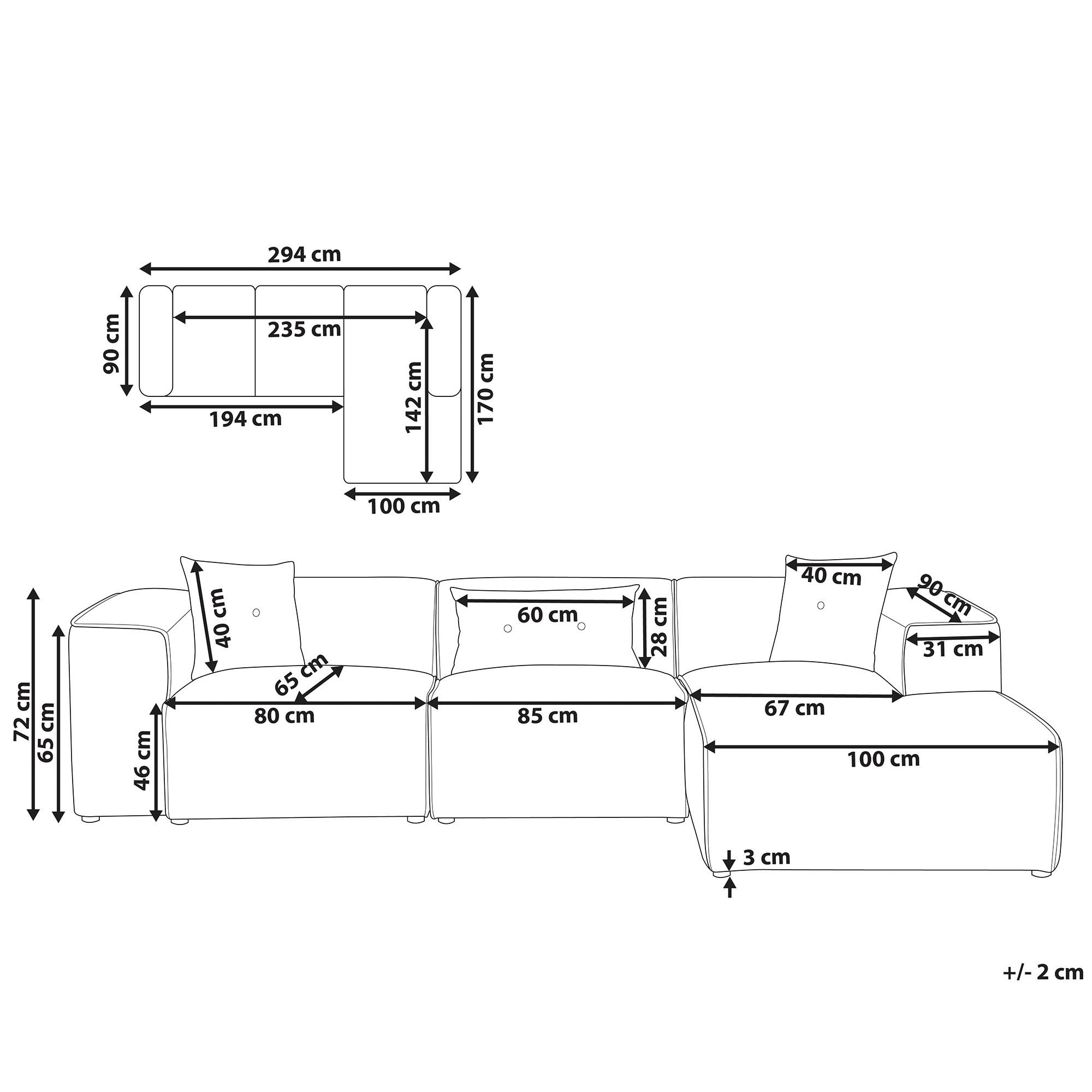 Thumbnail - Beliani Ecksofa, Dunkelgrau, Textil, 3-Sitzer, L-Form, 294x170 cm, Wohnzimmer, Sofas & Couches, Wohnlandschaften, Ecksof...