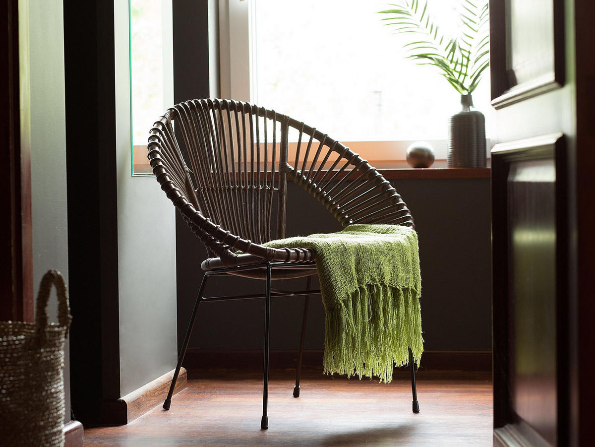 RATTANSTUHL Rattan Braun Sarita - Braun, Naturmaterialien/Metall (70/80/48cm) - Beliani