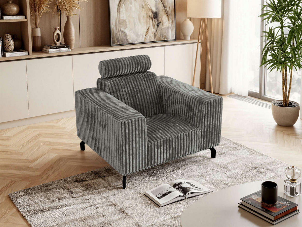 KRESLO VESANO - Sivá Manšester - čierna/sivá, kov/textil (109/90/95cm) - MKS