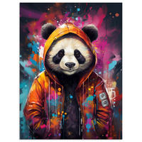 POSTER Panda - Jacke - Graffiti - Orange 30x40 cm - Orange, Papier (30/40/0.1cm) - MuchoWow