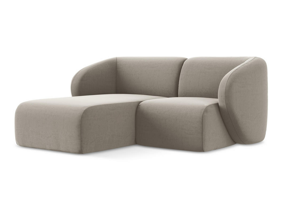 ECKSOFA Links Samt Stoff Grau - Taupe/Schwarz, Holzwerkstoff/Kunststoff (178/166cm) - Makamii