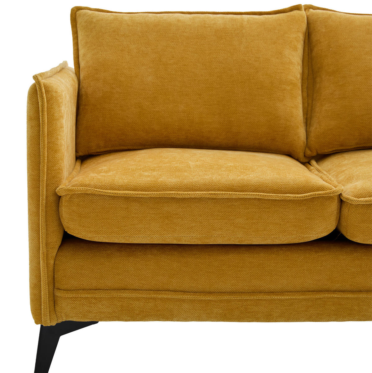 SOFA 2-Sitzer mit Handyhalterung und Ablagefächern Chenille Gelb 127/69/66 cm - Gelb, Textil (127/66/69cm) - OKWISH