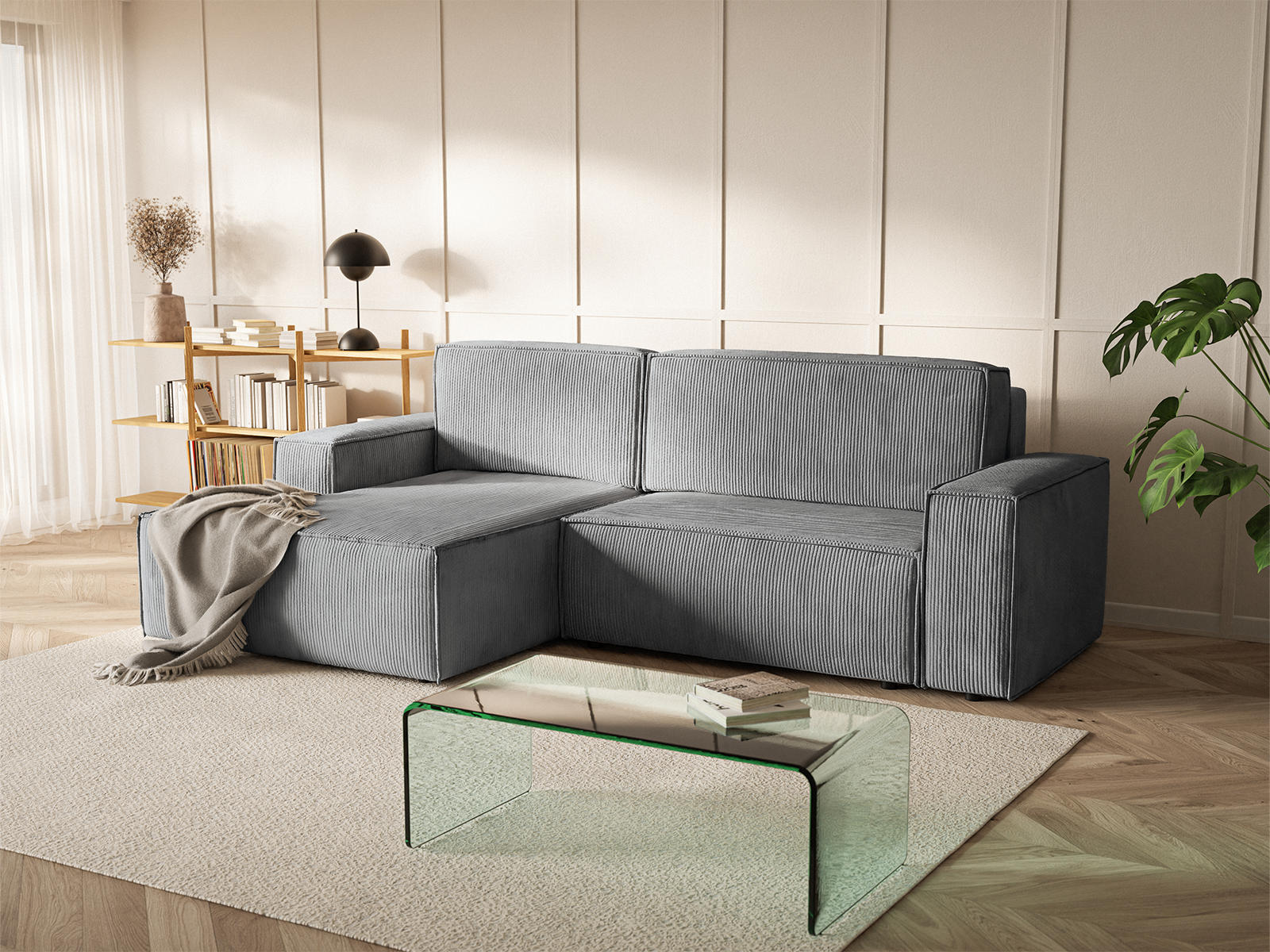 ECKSOFA Kokko mit Schlaffunktion, Grau - Grau, Textil (267/167cm) - Fedve
