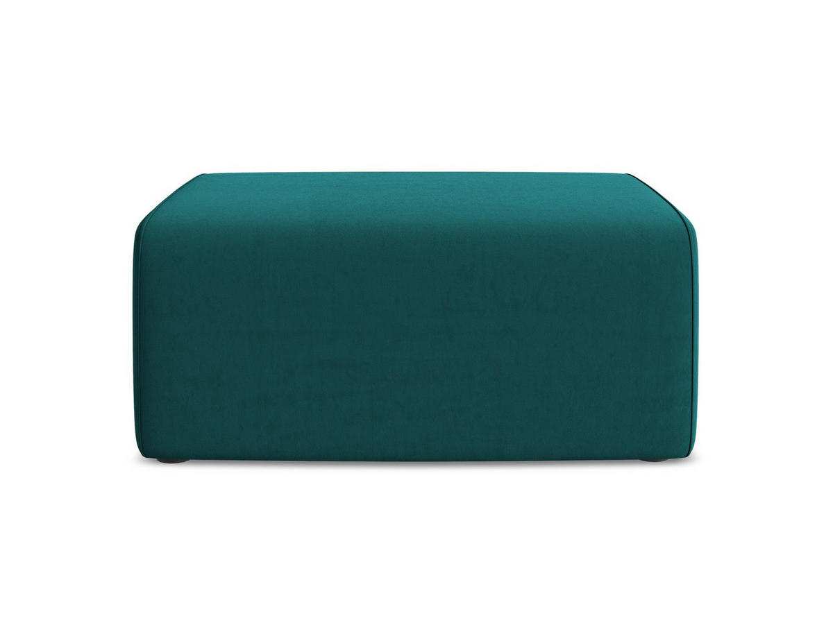 POUF Samt Stoff Blau - Blau/Petrol, Kunststoff/Textil (90/80/60cm) - Makamii
