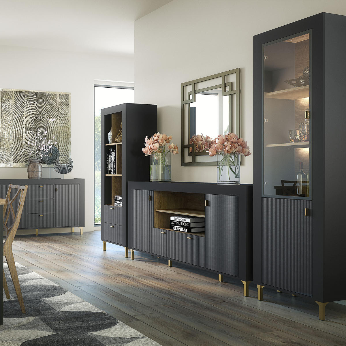 NACHTTISCH Monta mit 1 Tür , Schwarz - Schwarz, Holzwerkstoff (48/47/36cm) - Beautysofa