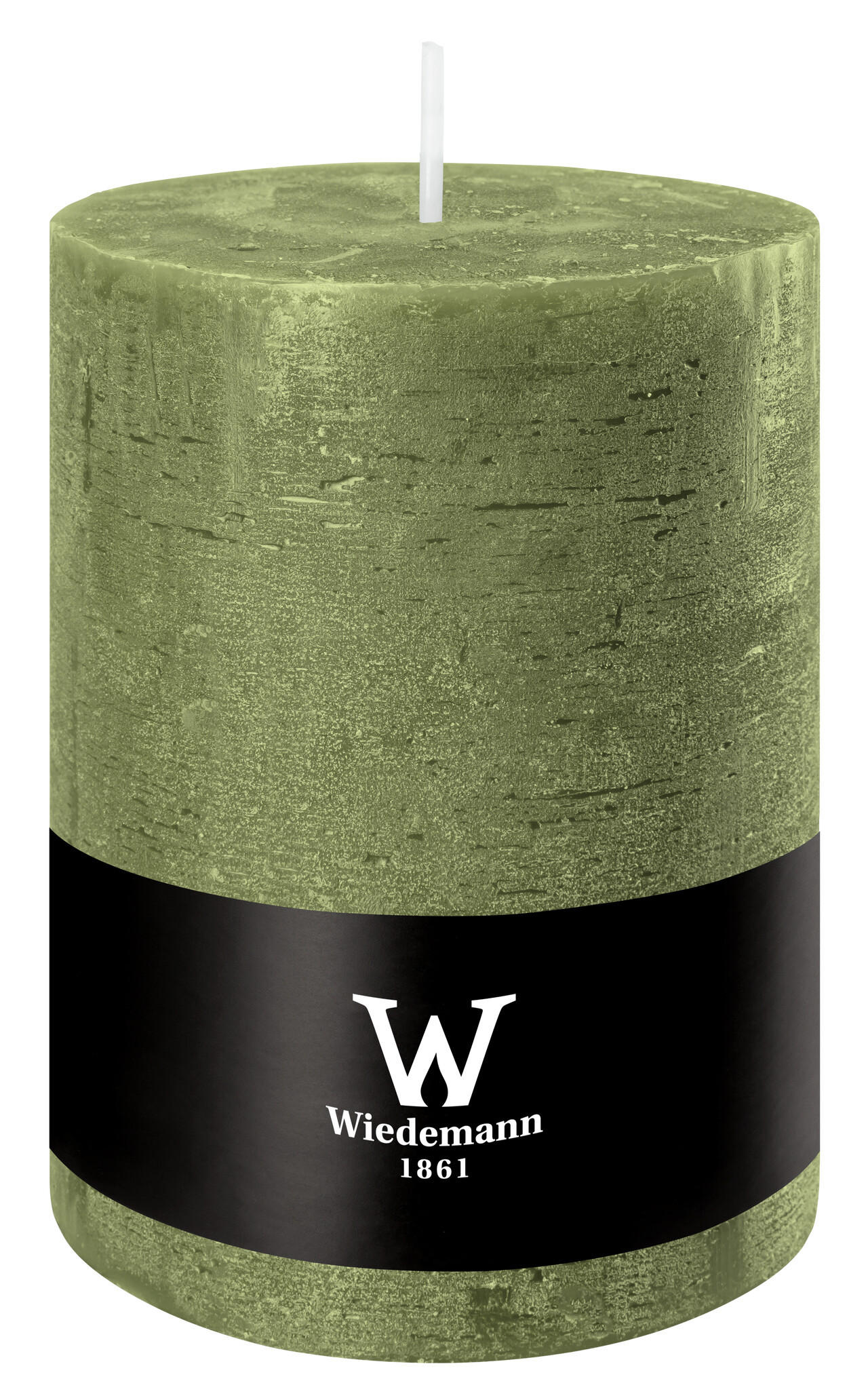 STUMPENKERZE Rustik Marble Style Olive 140 x Ø 100 mm, 1 Stück - Olivgrün, Paraffin (10/14cm) - Wiedemann Kerzen